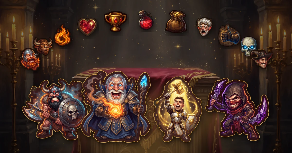 Zarhold class stickers and smileys in a candlelit hall